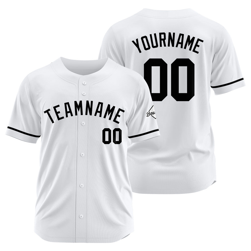 Benutzerdefinierte Authentisch Baseball-Trikot Weiß schwarz