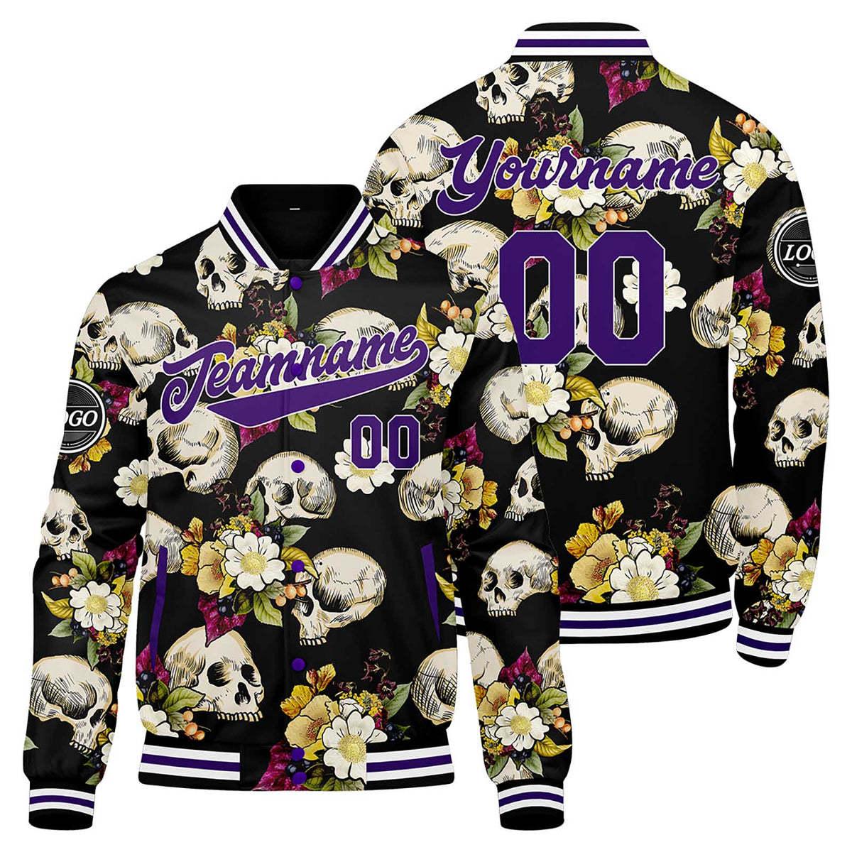 Benutzerdefinierte Plumeria Varsity-Jacke. Letterman-Jacke für Männer, Frauen und Jugendliche
