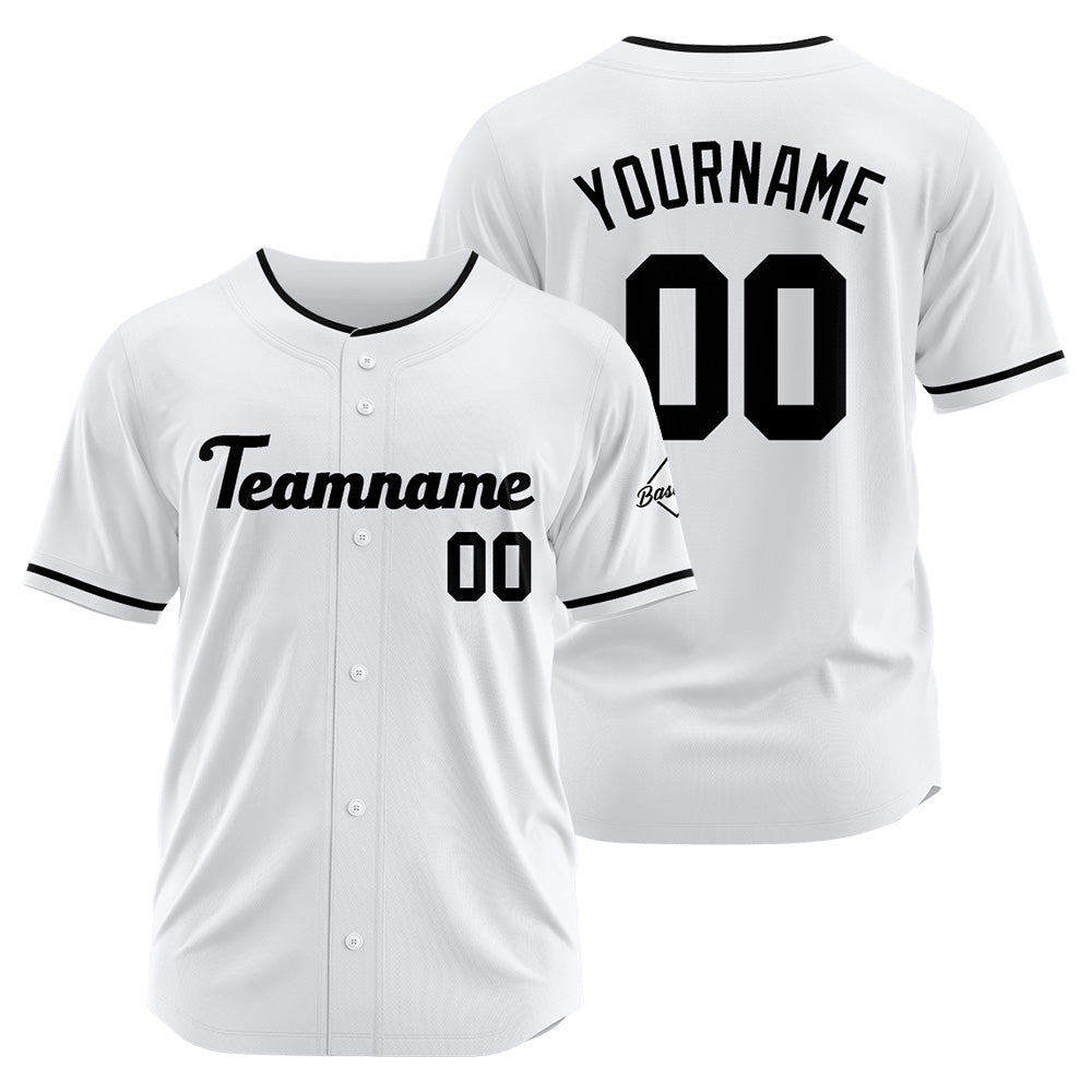 Benutzerdefinierte Authentisch Baseball-Trikot Weiß schwarz