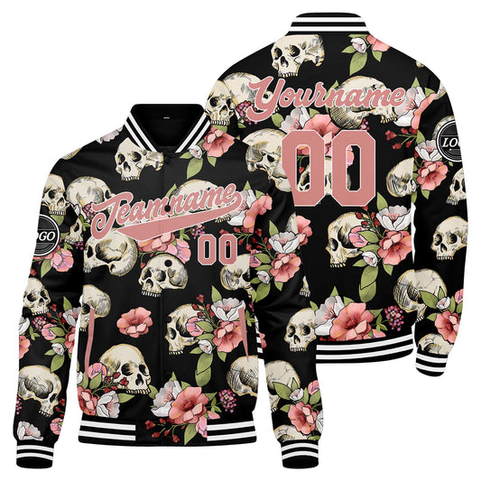 Benutzerdefinierte Pfirsichblüte Varsity-Jacke. Letterman-Jacke für Männer, Frauen und Jugendliche