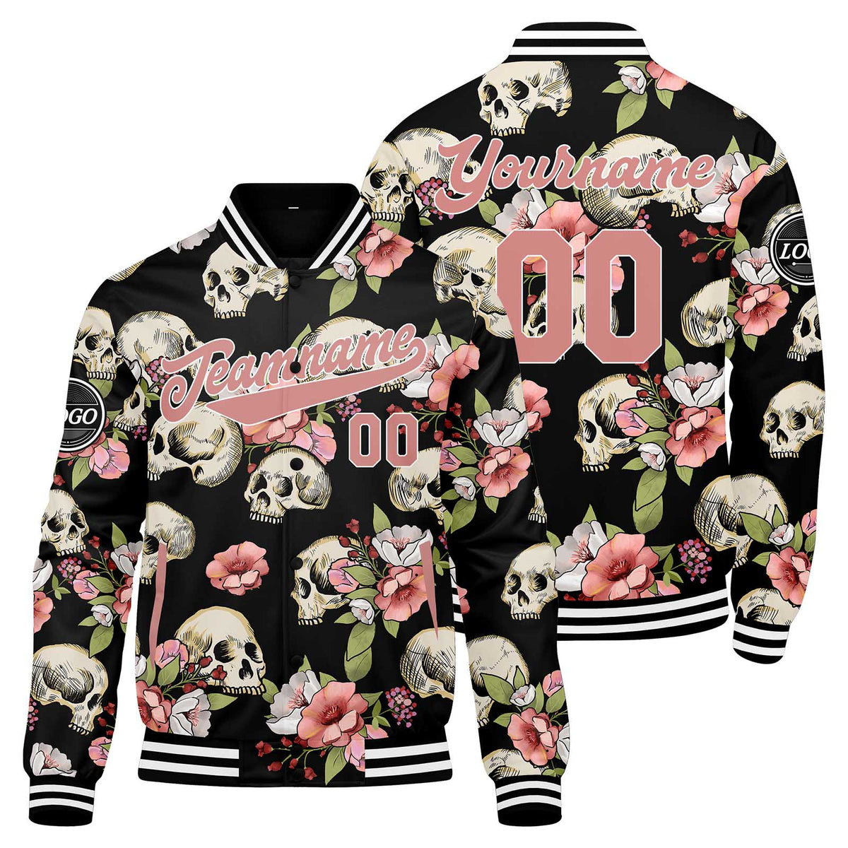 Benutzerdefinierte Pfirsichblüte Varsity-Jacke. Letterman-Jacke für Männer, Frauen und Jugendliche