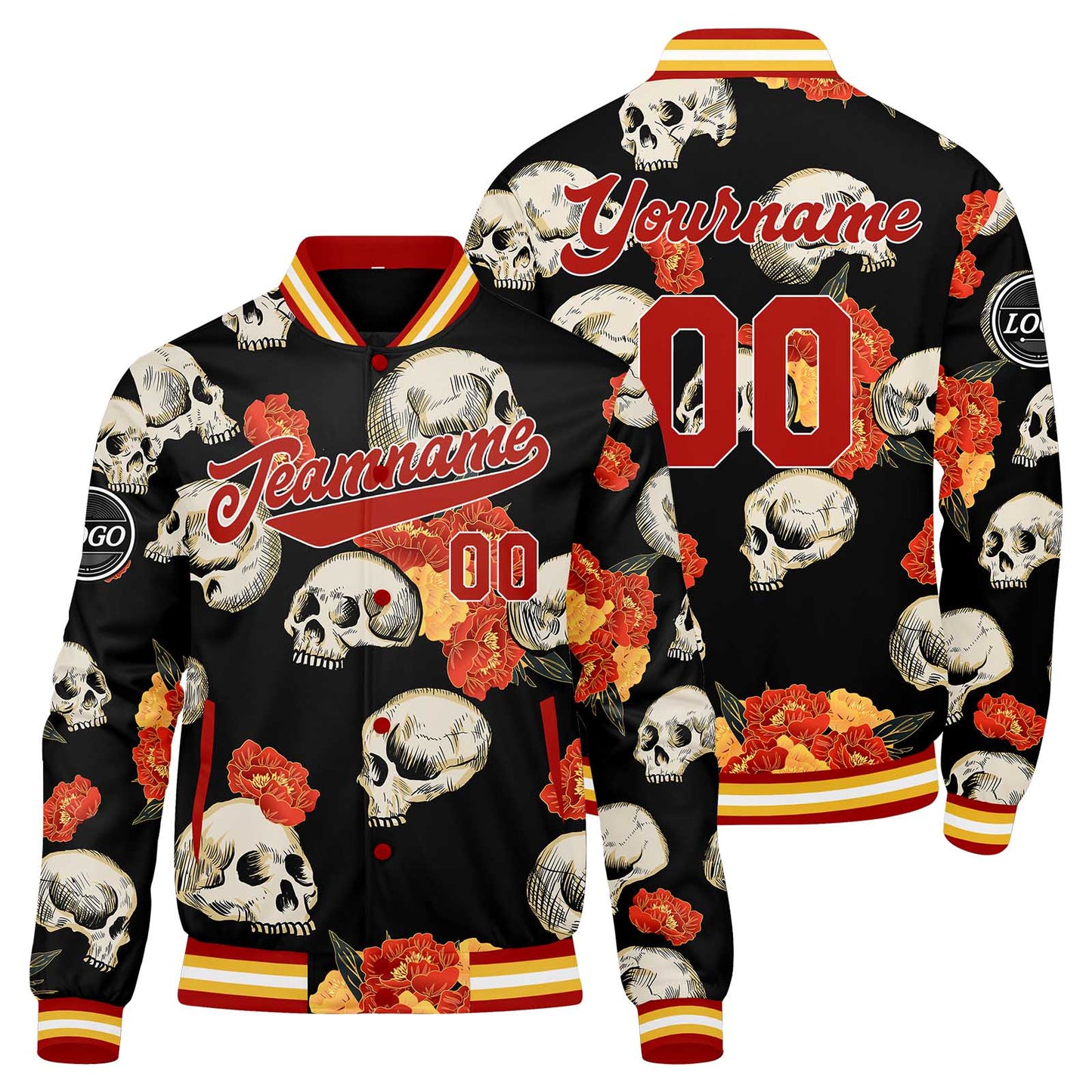 Benutzerdefinierte Peony Varsity-Jacke. Letterman-Jacke für Männer, Frauen und Jugendliche