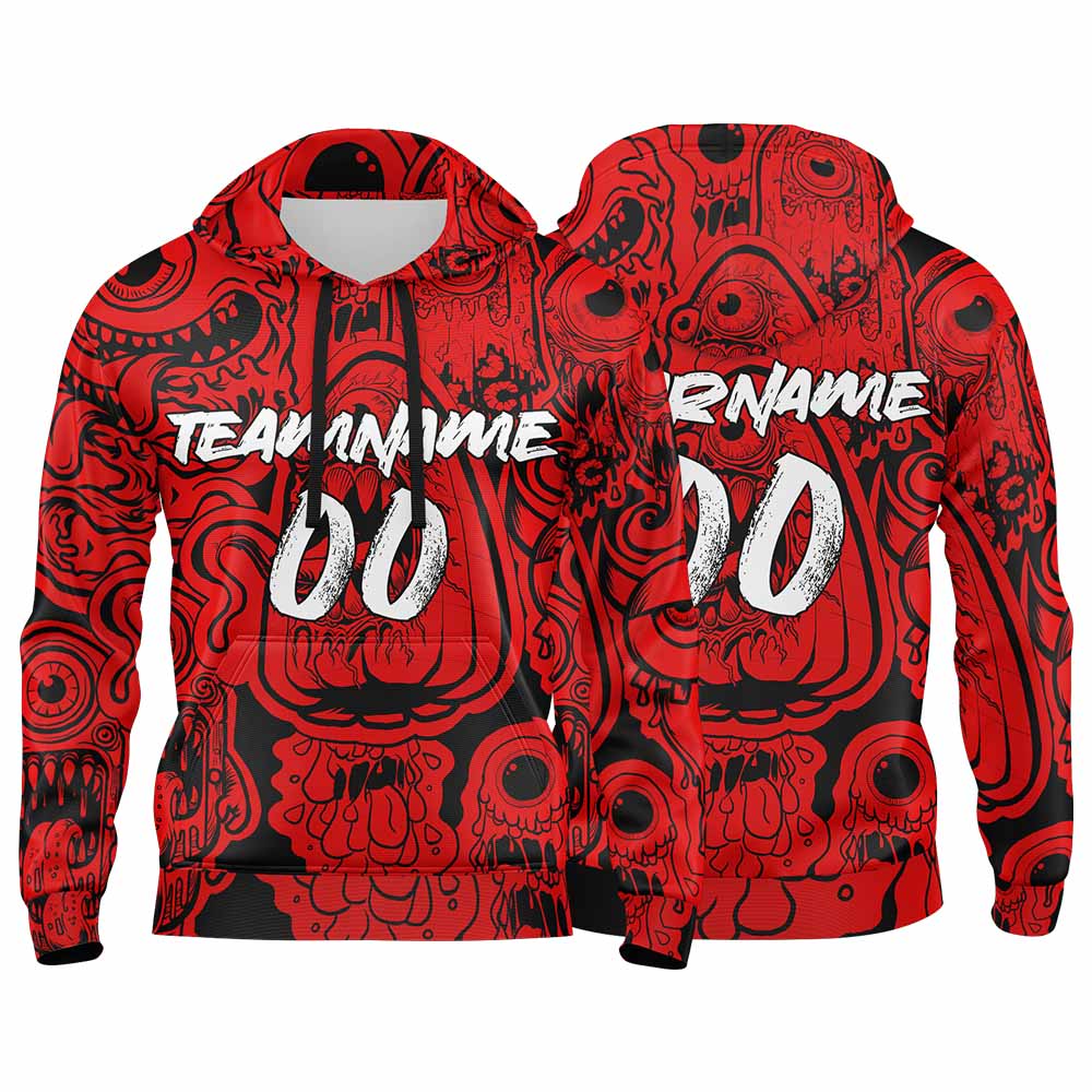 Benutzerdefinierter Sweatshirt-Hoodie für Mann, Frau, Mädchen, Junge. Drucken Sie Ihr Logo, Ihren Namen und Ihre Nummer Rot