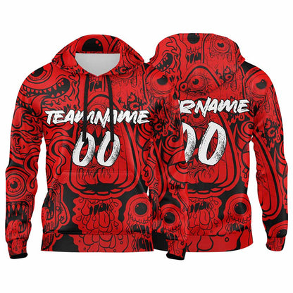 Benutzerdefinierter Sweatshirt-Hoodie für Mann, Frau, Mädchen, Junge. Drucken Sie Ihr Logo, Ihren Namen und Ihre Nummer Rot
