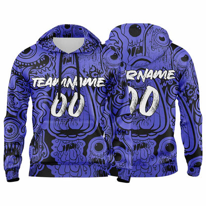 Benutzerdefinierter Sweatshirt-Hoodie für Mann, Frau, Mädchen, Junge. Drucken Sie Ihr Logo, Ihren Namen und Ihre Nummer Blau