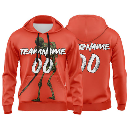 Benutzerdefinierter Sweatshirt-Hoodie für Mann, Frau, Mädchen, Junge. Drucken Sie Ihr Logo, Ihren Namen und Ihre Nummer Orange