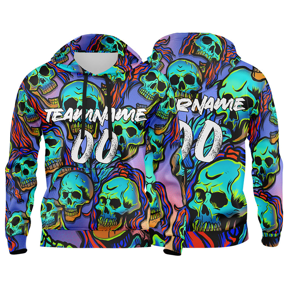 Benutzerdefinierter Sweatshirt-Hoodie für Mann, Frau, Mädchen, Junge. Drucken Sie Ihr Logo, Ihren Namen und Ihre Nummer Lila&Neon Grün