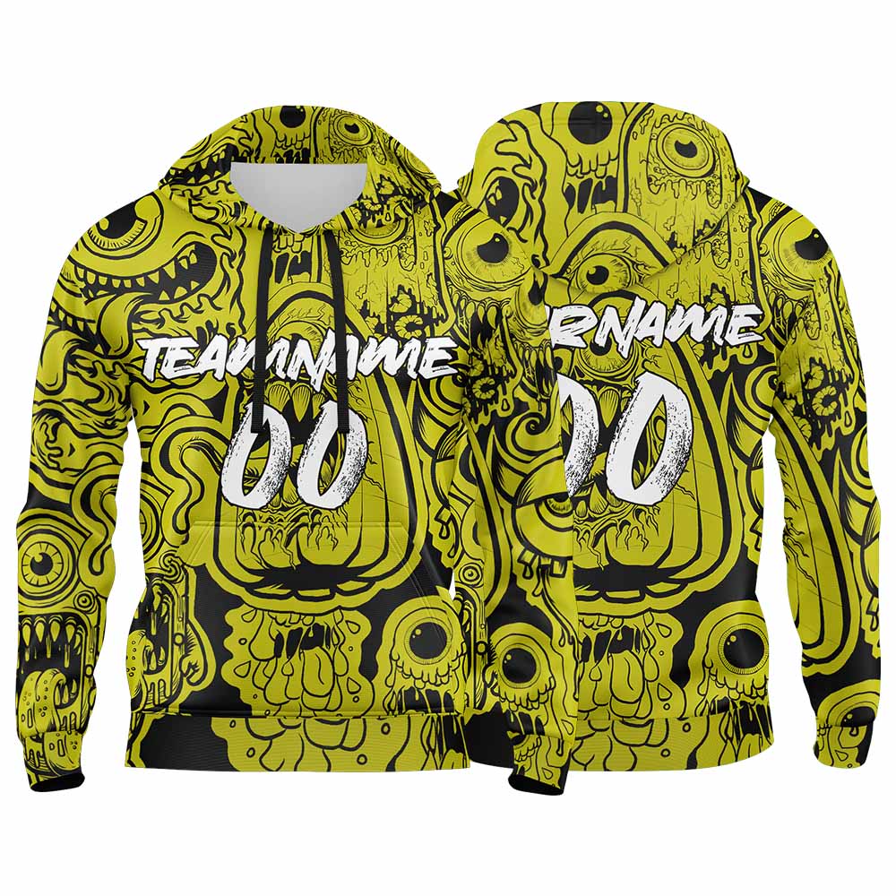 Benutzerdefinierter Sweatshirt-Hoodie für Mann, Frau, Mädchen, Junge. Drucken Sie Ihr Logo, Ihren Namen und Ihre Nummer Gelb