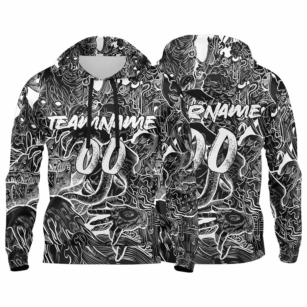 Benutzerdefinierter Sweatshirt-Hoodie für Mann, Frau, Mädchen, Junge. Drucken Sie Ihr Logo, Ihren Namen und Ihre Nummer Schwarz