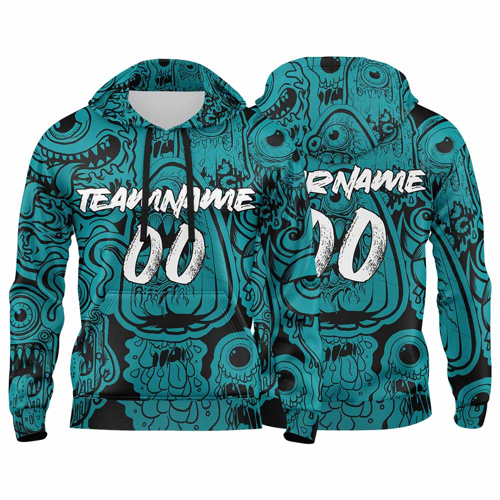Benutzerdefinierter Sweatshirt-Hoodie für Mann, Frau, Mädchen, Junge. Drucken Sie Ihr Logo, Ihren Namen und Ihre Nummer Mitternachtsgrün