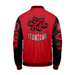Maßgeschneiderte Rot Schwarz Letterman Varsity Jacket Individuelle Stickerei  Druck nach Ihrem Wunsch