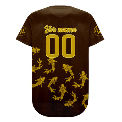 Benutzerdefiniert Braun Gelb Personalisierter Baseball Jersey mit Farbverlauf Team Uniform mit Namen und Nummer