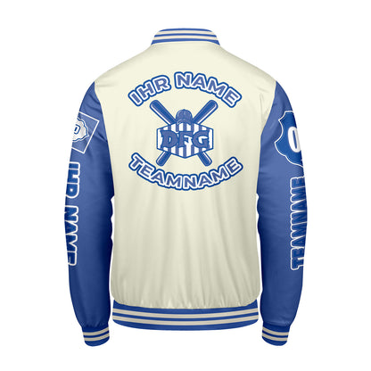 Maßgeschneiderte Weiß Königliche Letterman Varsity Jacket Individuelle Stickerei  Druck nach Ihrem Wunsch