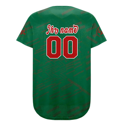 Benutzerdefiniert Kelly Grün Rot Personalisierter Baseball Jersey mit Farbverlauf Team Uniform mit Namen und Nummer