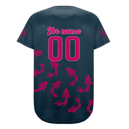 Benutzerdefiniert Dunkelblau Hellrosa Personalisierter Baseball Jersey mit Farbverlauf Team Uniform mit Namen und Nummer