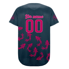 Benutzerdefiniert Dunkelblau Hellrosa Personalisierter Baseball Jersey mit Farbverlauf Team Uniform mit Namen und Nummer