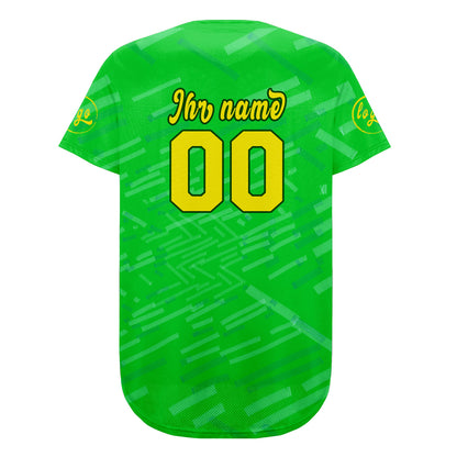 Benutzerdefiniert Grün Gelb Personalisierter Baseball Jersey mit Farbverlauf Team Uniform mit Namen und Nummer