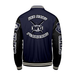 Maßgeschneiderte Marine Schwarz Letterman Varsity Jacket Individuelle Stickerei  Druck nach Ihrem Wunsch
