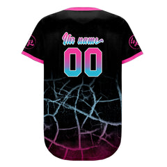 Benutzerdefiniert Schwarz Rosa Blau Personalisierter Baseball Jersey mit Farbverlauf Team Uniform mit Namen und Nummer