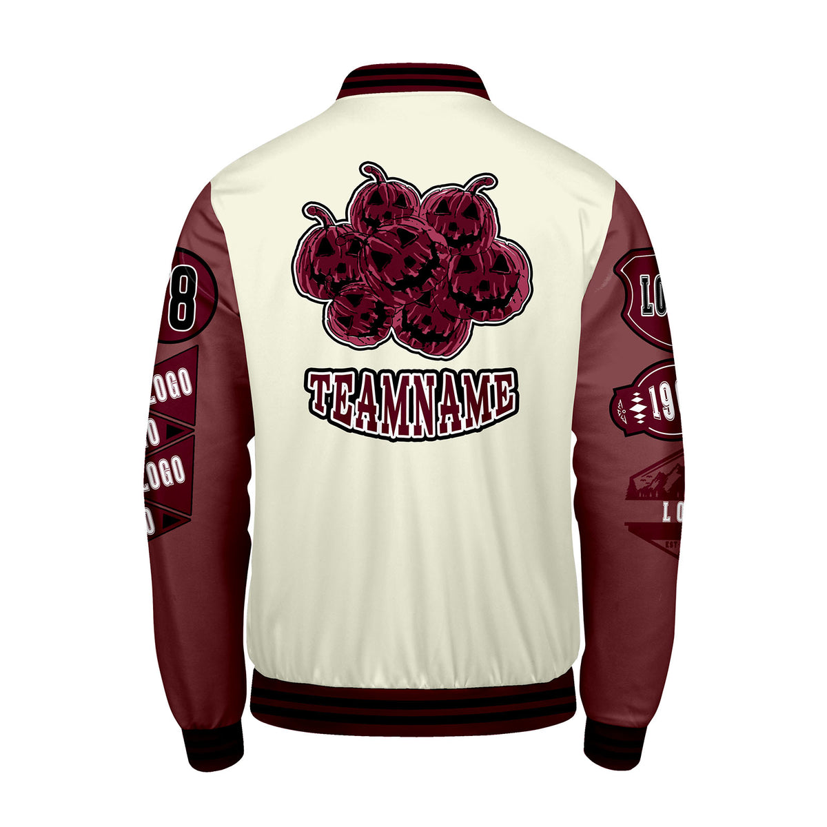 Maßgeschneiderte Weiß Burgund Letterman Varsity Jacket Individuelle Stickerei  Druck nach Ihrem Wunsch