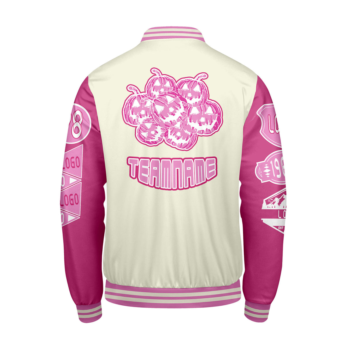 Maßgeschneiderte Rosa Militärgrün Letterman Varsity Jacket Individuelle Stickerei  Druck nach Ihrem Wunsch