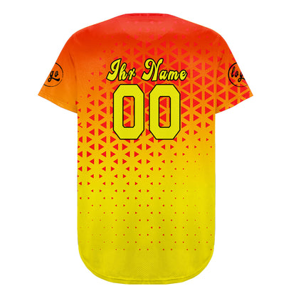 Benutzerdefiniert Rot Gelb Personalisierter Baseball Jersey mit Farbverlauf Team Uniform mit Namen und Nummer
