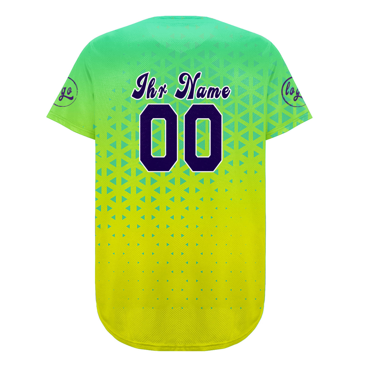 Benutzerdefiniert Grün Gelb Personalisierter Baseball Jersey mit Farbverlauf Team Uniform mit Namen und Nummer