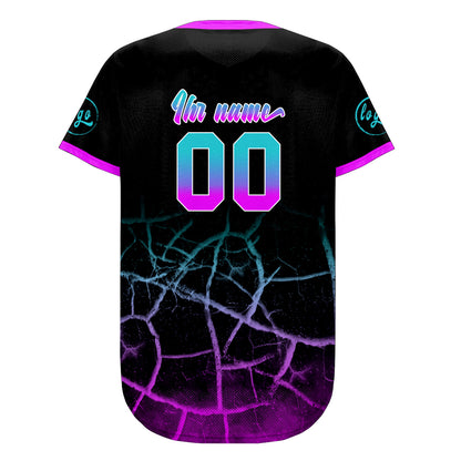 Benutzerdefiniert Schwarz Helllila Personalisierter Baseball Jersey mit Farbverlauf Team Uniform mit Namen und Nummer