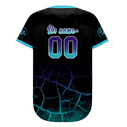 Benutzerdefiniert Schwarz Himmelblau Lila Personalisierter Baseball Jersey mit Farbverlauf Team Uniform mit Namen und Nummer
