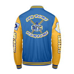 Maßgeschneiderte Blau Gelb Letterman Varsity Jacket Individuelle Stickerei  Druck nach Ihrem Wunsch