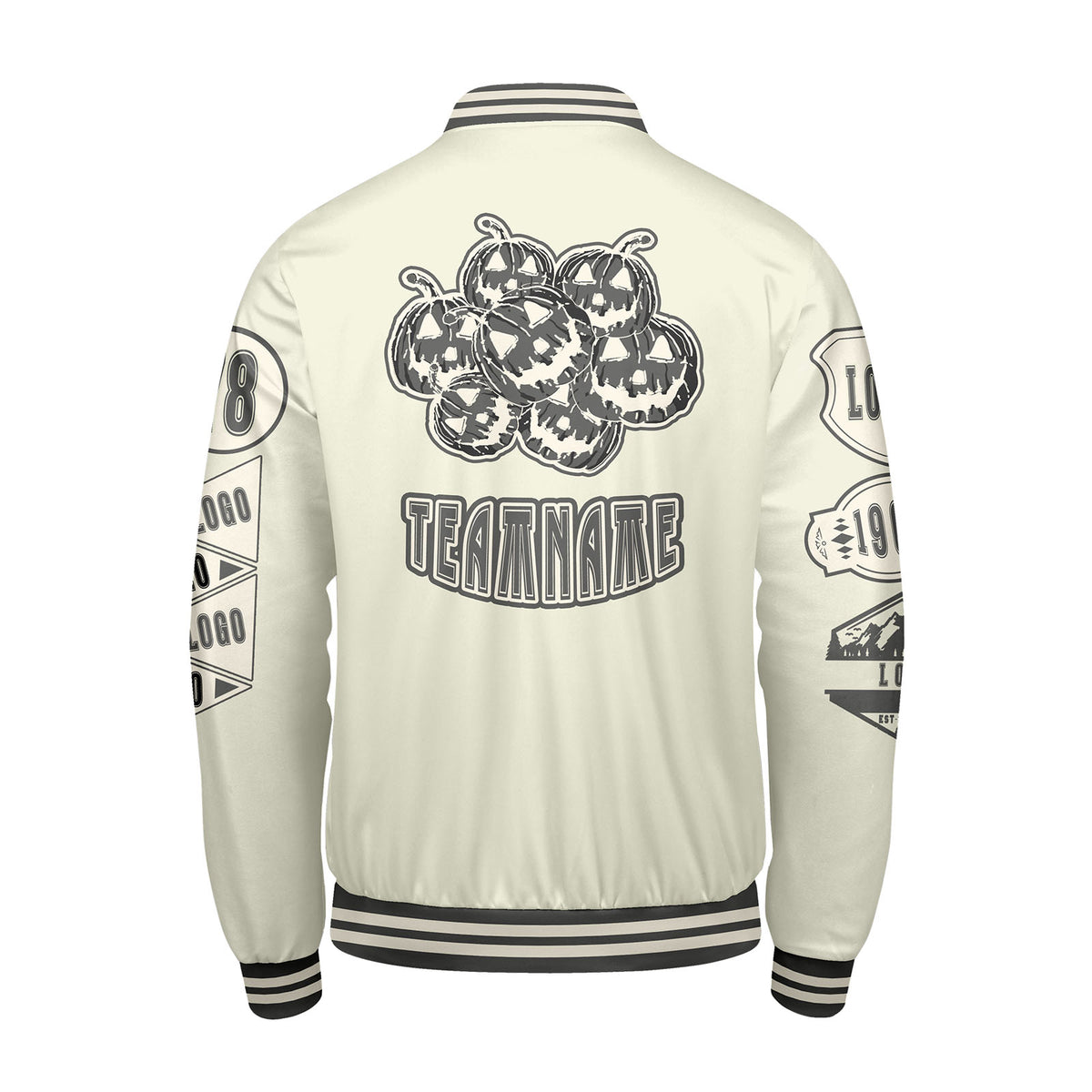 Maßgeschneiderte Weiß Letterman Varsity Jacket Individuelle Stickerei  Druck nach Ihrem Wunsch