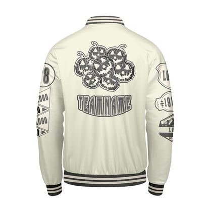 Maßgeschneiderte Weiß Letterman Varsity Jacket Individuelle Stickerei  Druck nach Ihrem Wunsch