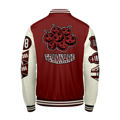 Maßgeschneiderte Burgund Weiß Letterman Varsity Jacket Individuelle Stickerei  Druck nach Ihrem Wunsch