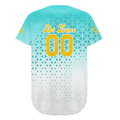 Benutzerdefiniert Seen Blau Weiß Personalisierter Baseball Jersey mit Farbverlauf Team Uniform mit Namen und Nummer