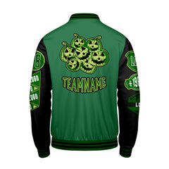 Maßgeschneiderte Grün Schwarz Letterman Varsity Jacket Individuelle Stickerei  Druck nach Ihrem Wunsch