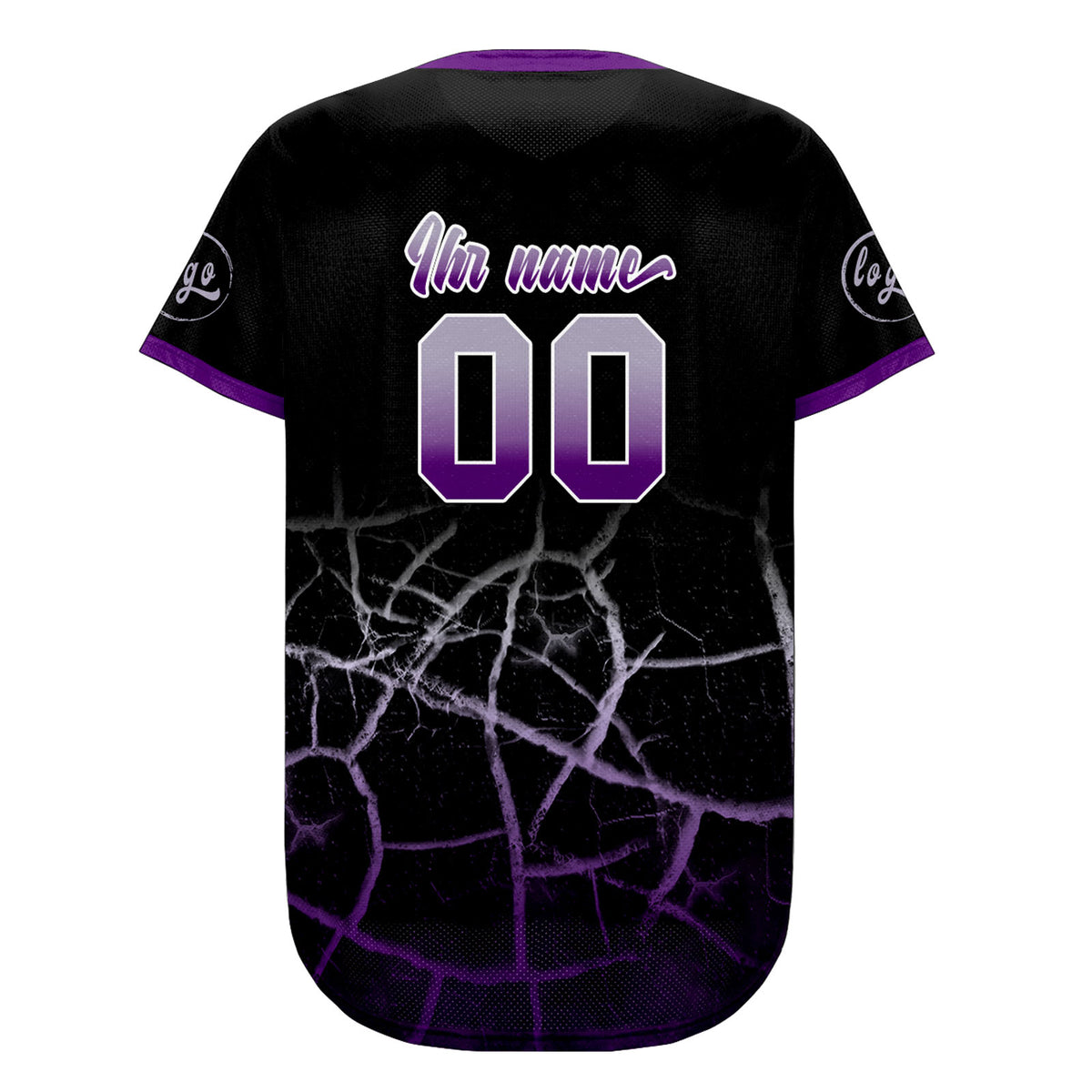 Benutzerdefiniert Schwarz Lila Grau Personalisierter Baseball Jersey mit Farbverlauf Team Uniform mit Namen und Nummer