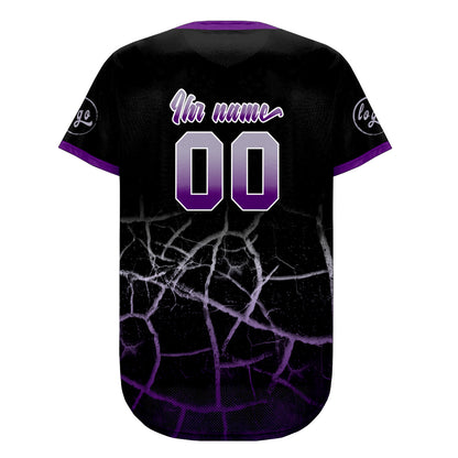 Benutzerdefiniert Schwarz Lila Grau Personalisierter Baseball Jersey mit Farbverlauf Team Uniform mit Namen und Nummer
