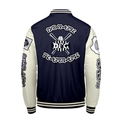 Maßgeschneiderte Marine Weiß Letterman Varsity Jacket Individuelle Stickerei  Druck nach Ihrem Wunsch