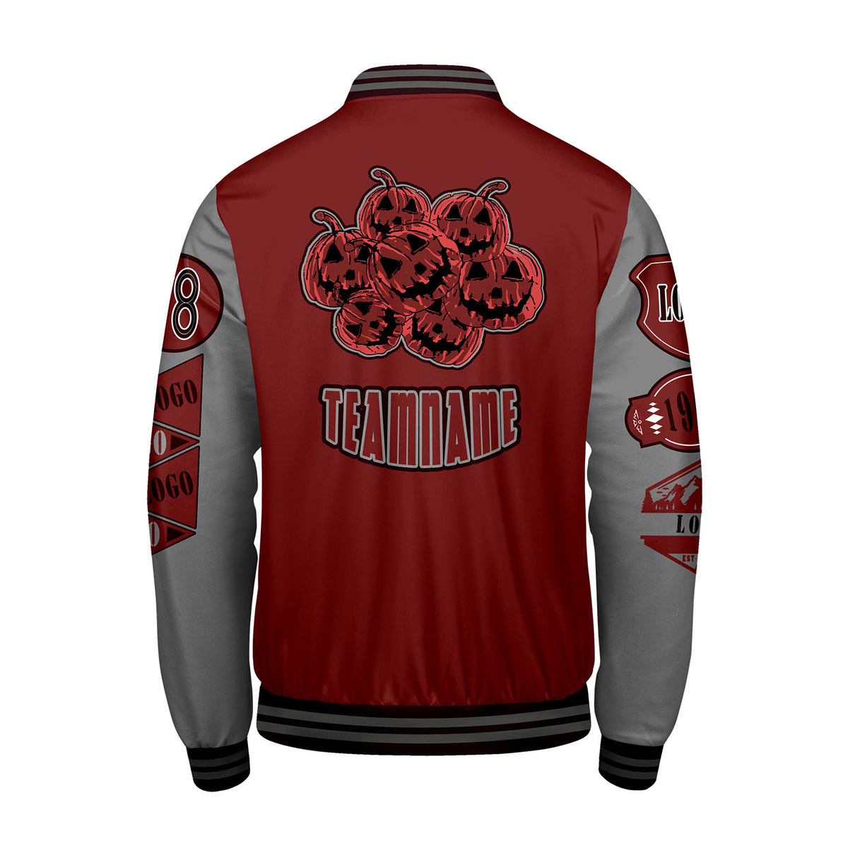 Maßgeschneiderte Burgund Grau Letterman Varsity Jacket Individuelle Stickerei  Druck nach Ihrem Wunsch