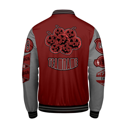 Maßgeschneiderte Burgund Grau Letterman Varsity Jacket Individuelle Stickerei  Druck nach Ihrem Wunsch
