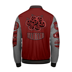 Maßgeschneiderte Burgund Grau Letterman Varsity Jacket Individuelle Stickerei  Druck nach Ihrem Wunsch