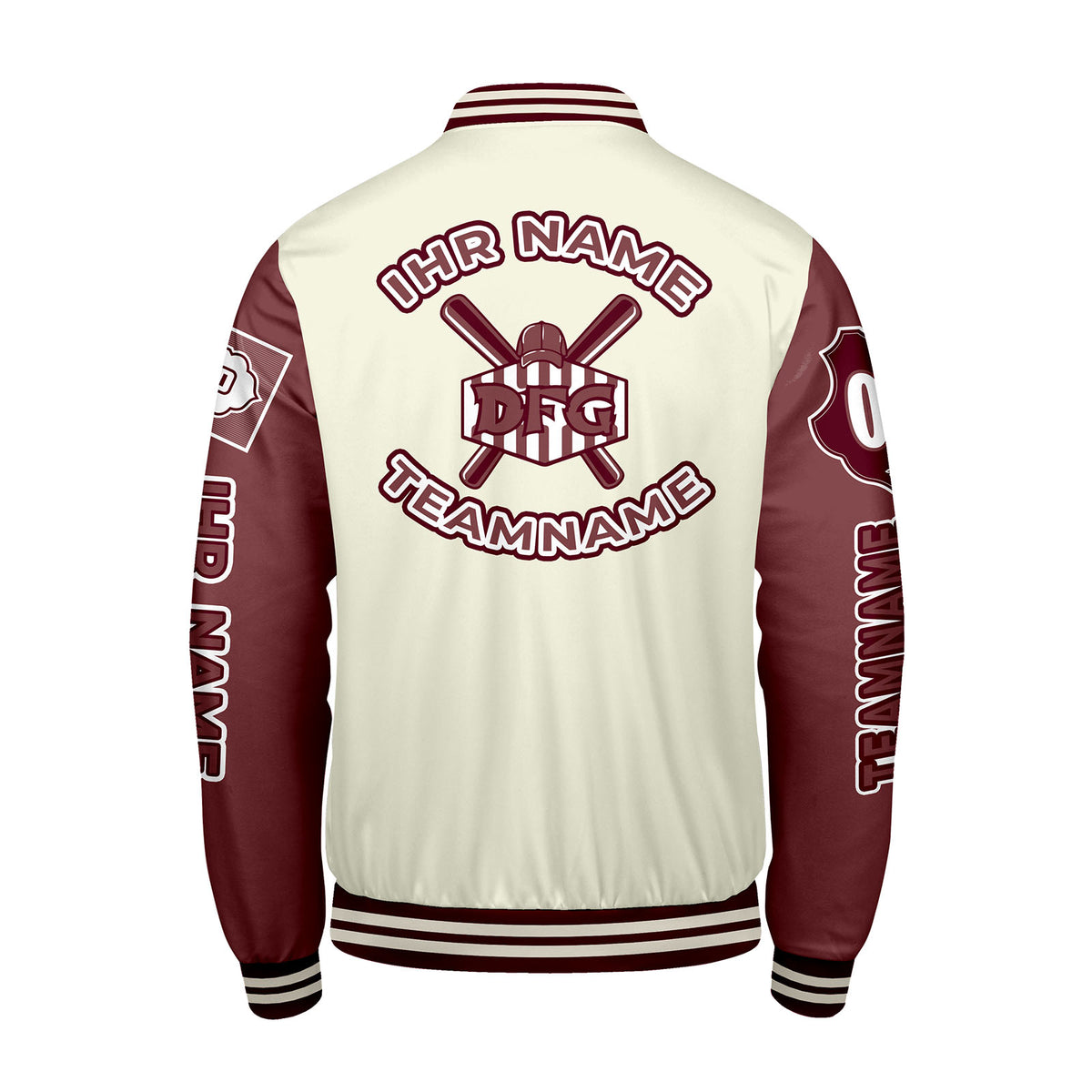 Maßgeschneiderte Weiß Maroon Letterman Varsity Jacket Individuelle Stickerei  Druck nach Ihrem Wunsch