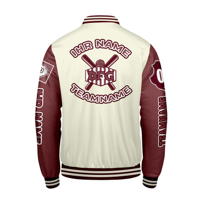 Maßgeschneiderte Weiß Maroon Letterman Varsity Jacket Individuelle Stickerei  Druck nach Ihrem Wunsch
