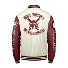 Maßgeschneiderte Weiß Maroon Letterman Varsity Jacket Individuelle Stickerei  Druck nach Ihrem Wunsch