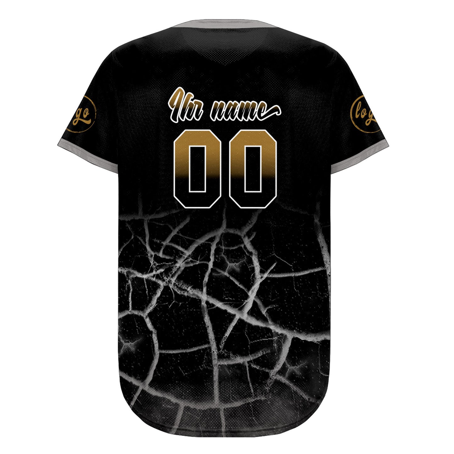 Benutzerdefiniert Altes Schwarzes Gold Personalisierter Baseball Jersey mit Farbverlauf Team Uniform mit Namen und Nummer