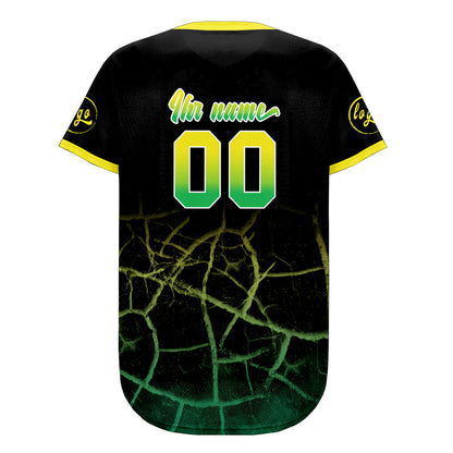 Benutzerdefiniert Schwarz Gelb Grün Personalisierter Baseball Jersey mit Farbverlauf Team Uniform mit Namen und Nummer