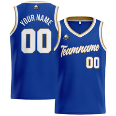 Benutzerdefinierte Authentisch  Basketball Trikot Royal-White-Gold