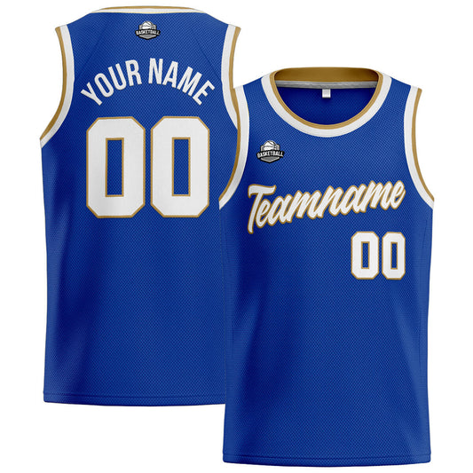 Benutzerdefinierte Authentisch  Basketball Trikot Royal-White-Gold