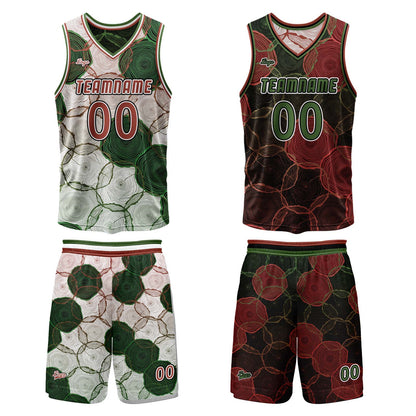 Benutzerdefinierte Grün Rot Reversible Basketball Jersey Personalisierte Print Name Nummer Logo