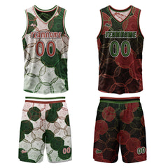 Benutzerdefinierte Grün Rot Reversible Basketball Jersey Personalisierte Print Name Nummer Logo